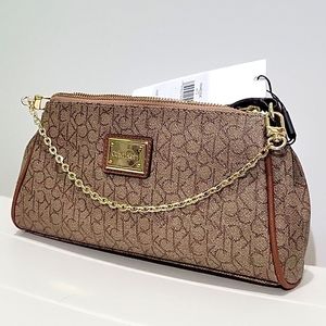 Calvin Klein crossbody bag signature monogram brown cream